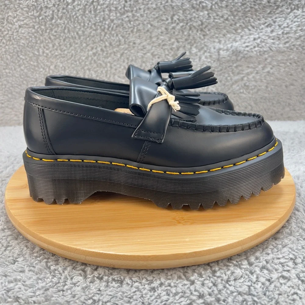 Dr Martens Platform Tassel Loafers Black Leather Chunky Womens 7 Goth Academia - Picture 5 of 11